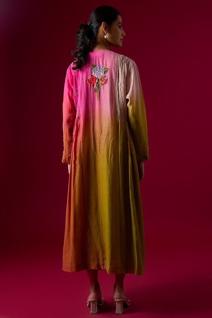 Multi-Colored Fine Chanderi Embroidered Jacket by Half Full Curve at Pernia's Pop Up Shop