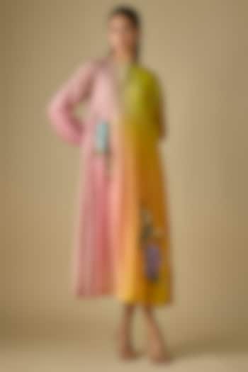 Multi-Colored Fine Chanderi Embroidered Cocktail Dress by Half Full Curve at Pernia's Pop Up Shop