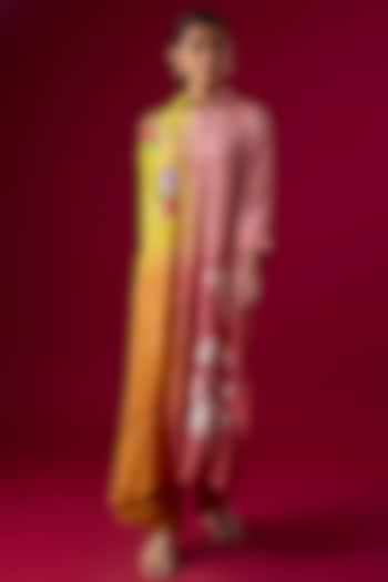 Multi-Colored Crepe Chiffon Embroidered Kurta Set by Half Full Curve at Pernia's Pop Up Shop