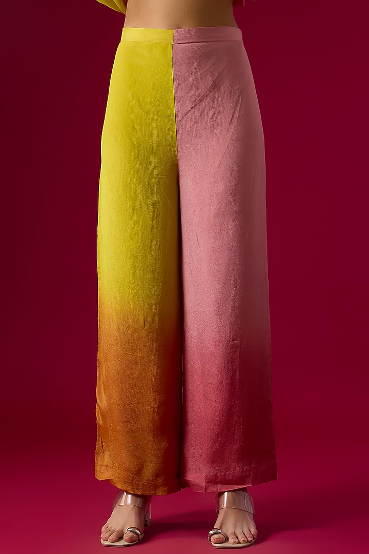 Multi-Colored Crepe Chiffon Embroidered Kurta Set by Half Full Curve at Pernia's Pop Up Shop