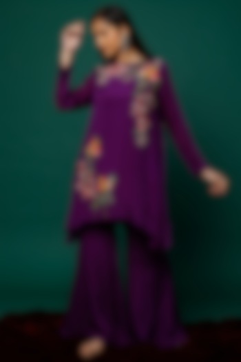 Purple Embroidered Tunic Set by Half Full Curve at Pernia's Pop Up Shop