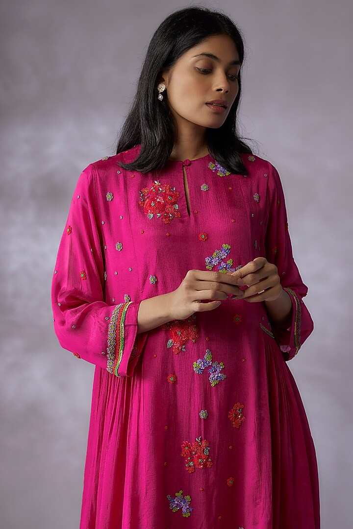 Pink Crepe Chiffon Co-Ord Set by Half Full Curve at Pernia's Pop Up Shop