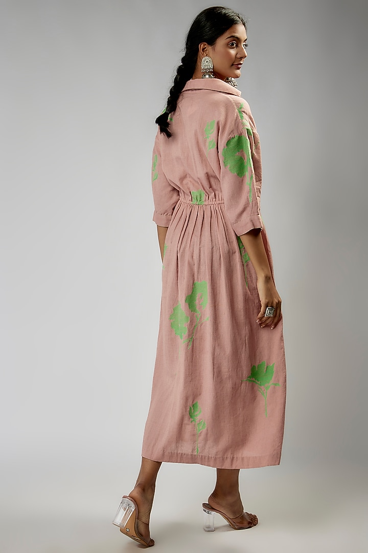 Pink Cotton Embroidered Vacation Shirt Dress by Half Full Curve at Pernia's Pop Up Shop