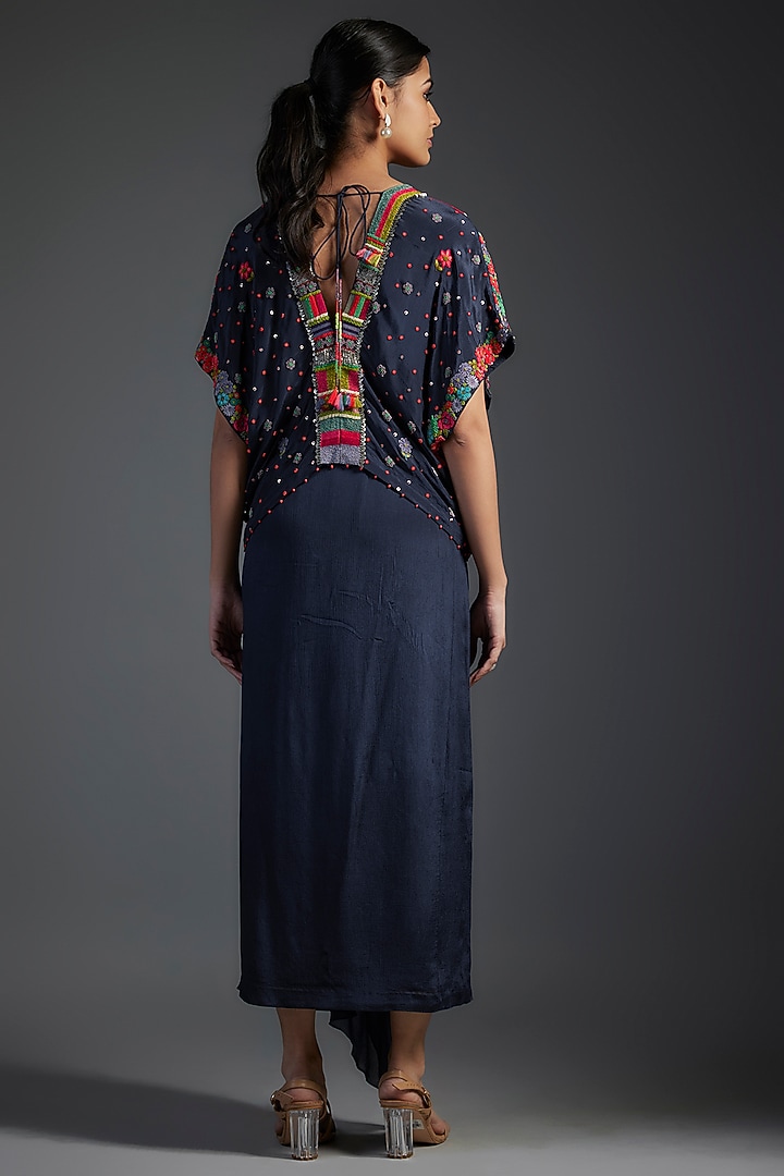 Blue Crepe Chiffon Skirt Set by Half Full Curve at Pernia's Pop Up Shop