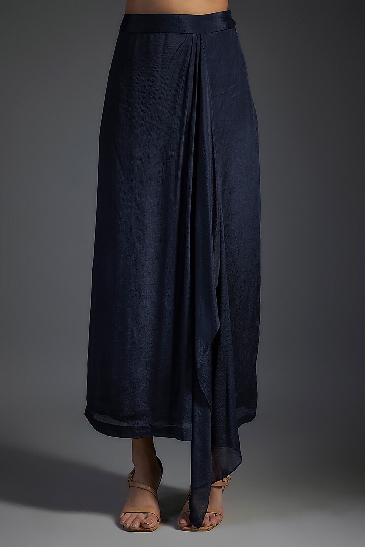Blue Crepe Chiffon Skirt Set by Half Full Curve at Pernia's Pop Up Shop