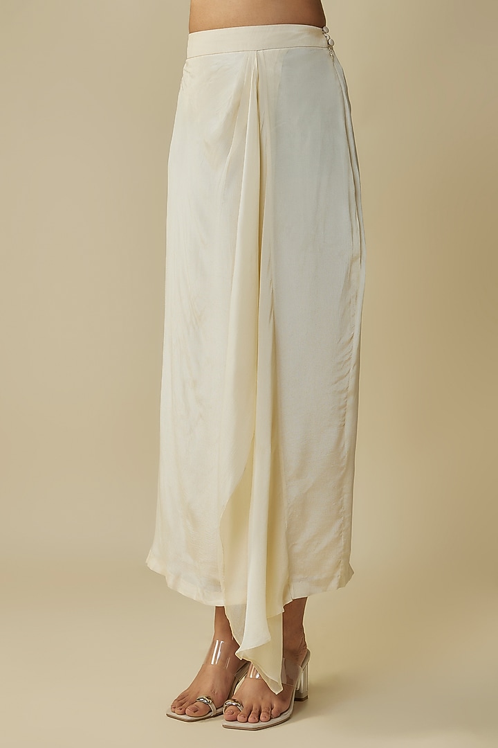 Ivory Crepe Chiffon Skirt Set by Half Full Curve at Pernia's Pop Up Shop