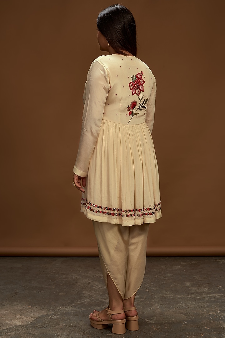 Ecru Embroidered Top With Pants by Half Full Curve at Pernia's Pop Up Shop