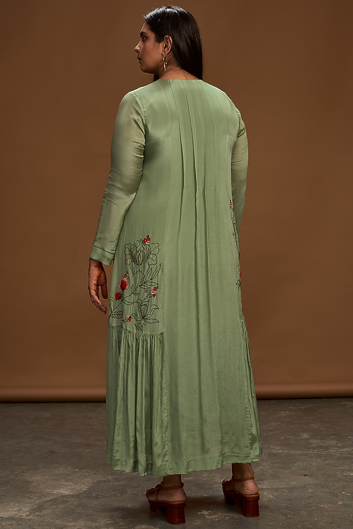 Sage Green Embroidered Tunic by Half Full Curve at Pernia's Pop Up Shop