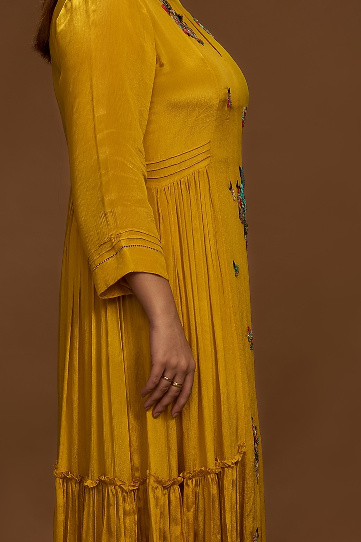 Mustard Sequins Embroidered Tunic by Half Full Curve at Pernia's Pop Up Shop