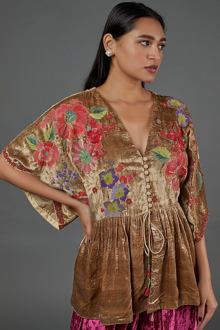 Maroon Velvet Dhoti Set by Half Full Curve at Pernia's Pop Up Shop