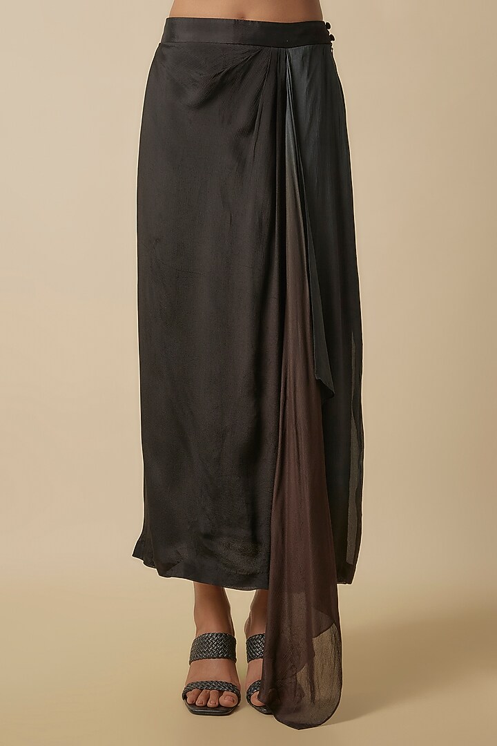 Black Silk Velvet Skirt Set by Half Full Curve at Pernia's Pop Up Shop