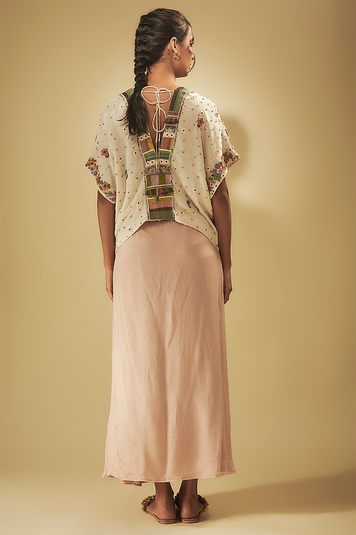 Pink Crepe Chiffon Dhoti Skirt Set by Half Full Curve at Pernia's Pop Up Shop