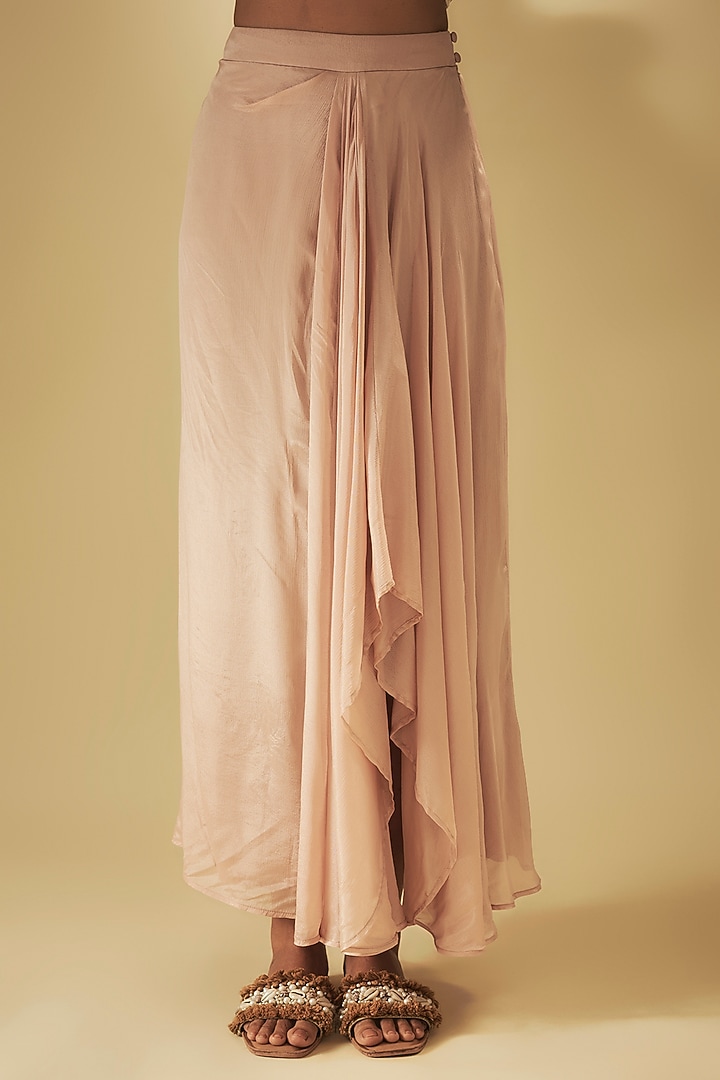 Pink Crepe Chiffon Dhoti Skirt Set by Half Full Curve at Pernia's Pop Up Shop