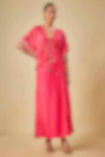 Pink Pure Silk Dhoti Skirt Set by Half Full Curve at Pernia's Pop Up Shop