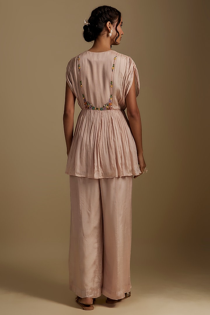 Pink Crepe Chiffon Pant Set by Half Full Curve at Pernia's Pop Up Shop