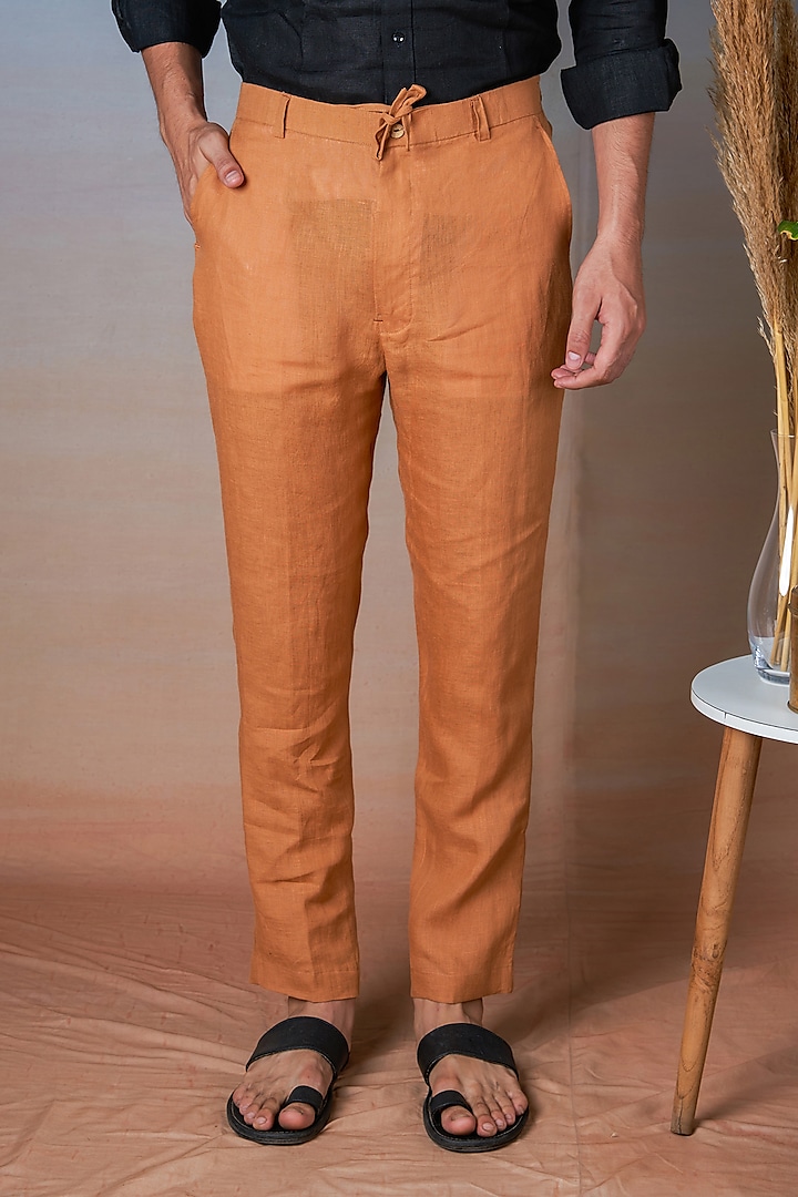 Ochre Pure Linen Pants by House of Cultura at Pernia's Pop Up Shop