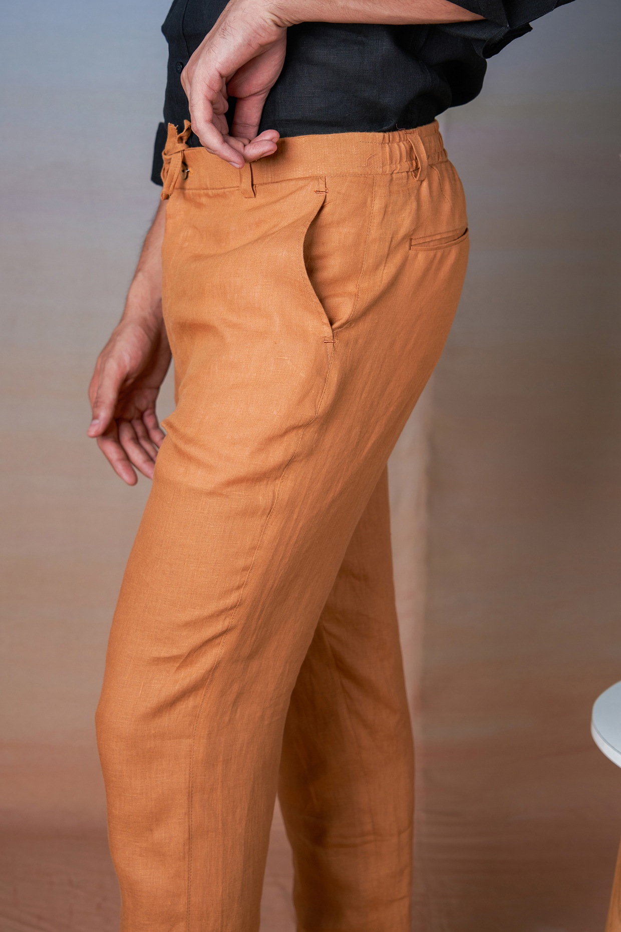 Ochre Pure Linen Pants by House of Cultura at Pernia's Pop Up Shop