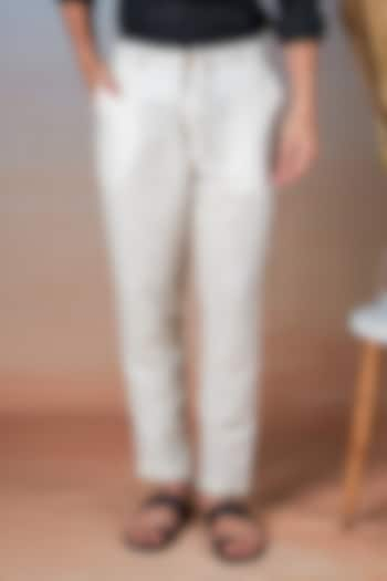 Beige Pure Linen Pants by House of Cultura at Pernia's Pop Up Shop