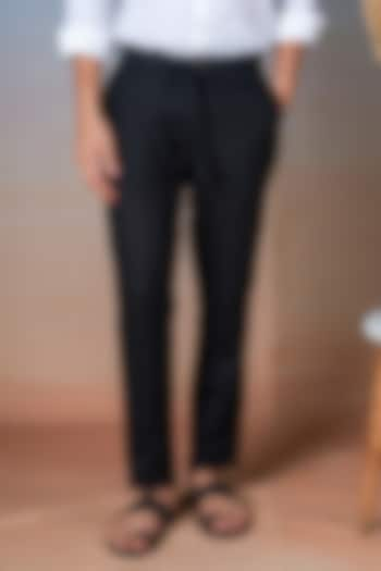 Black Pure Linen Pants by House of Cultura