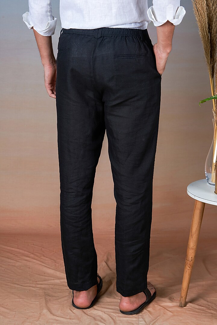 Black Pure Linen Pants by House of Cultura at Pernia's Pop Up Shop