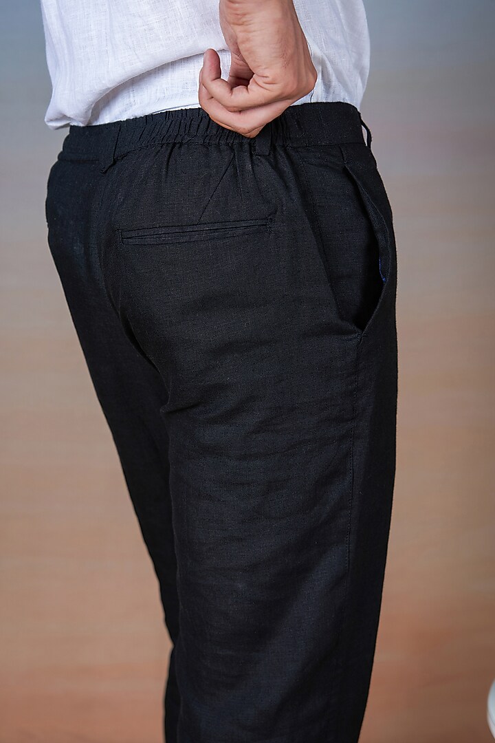 Black Pure Linen Pants by House of Cultura at Pernia's Pop Up Shop