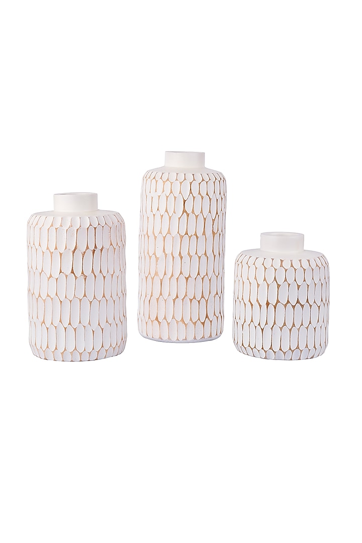 White Lightwood Vases (Set of 3) by H2H at Pernia's Pop Up Shop