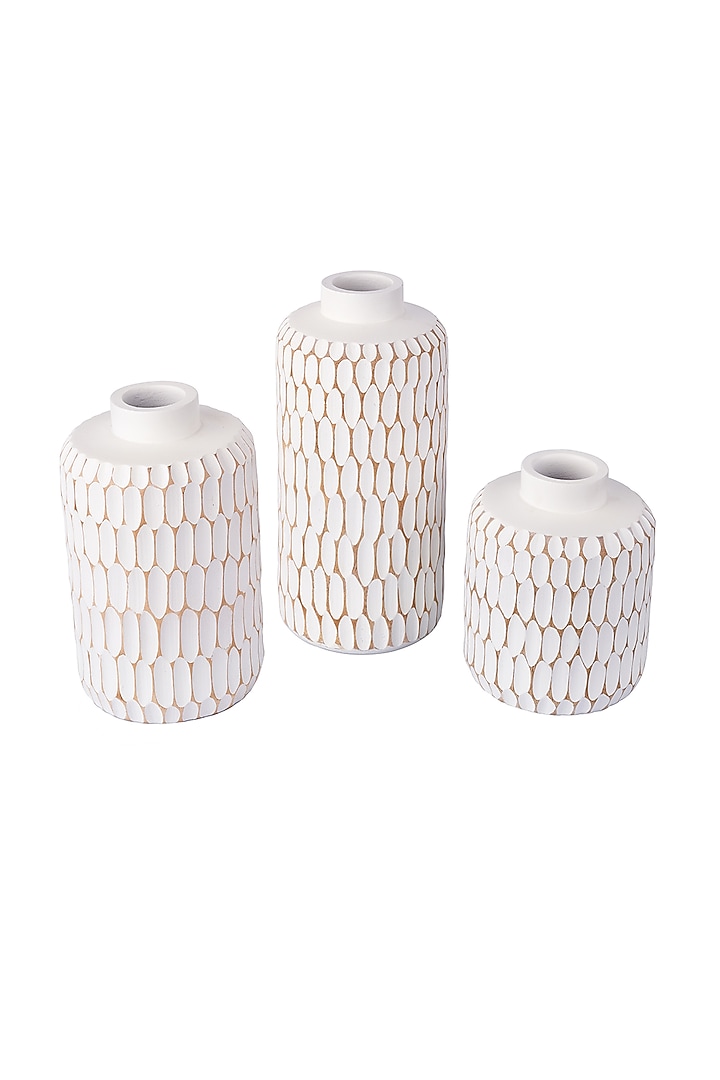 White Lightwood Vases (Set of 3) by H2H at Pernia's Pop Up Shop