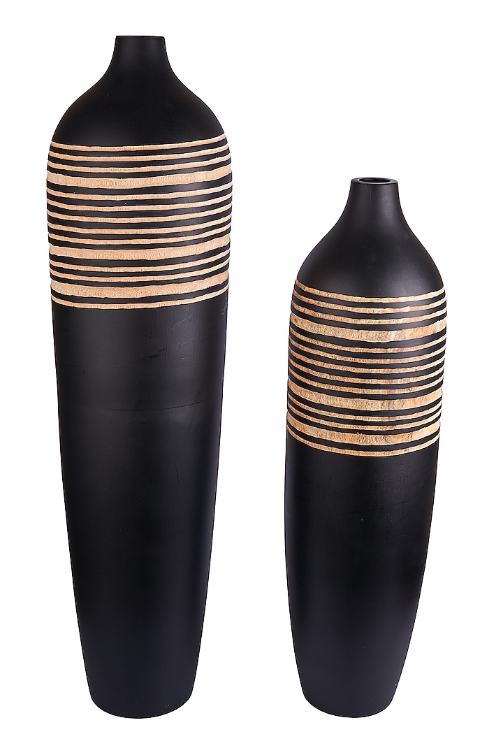 Black Light Thai Wood Vases (Set of 2) by H2H at Pernia's Pop Up Shop