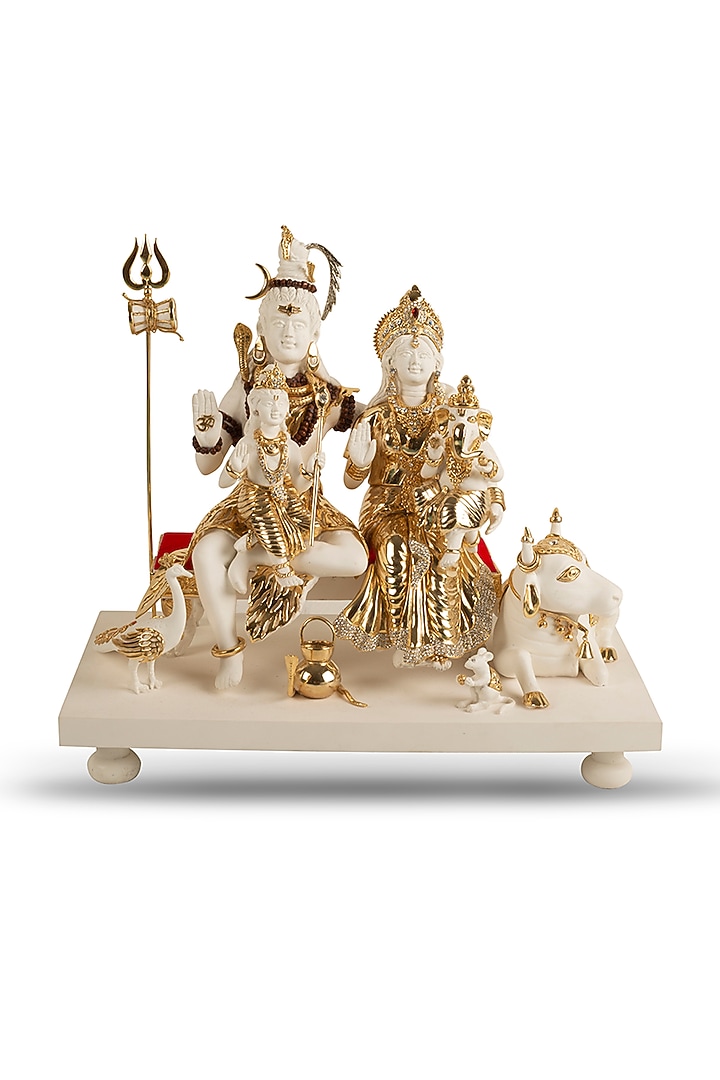White & Gold Lord Shiva Nandi Sculpture by H2H at Pernia's Pop Up Shop