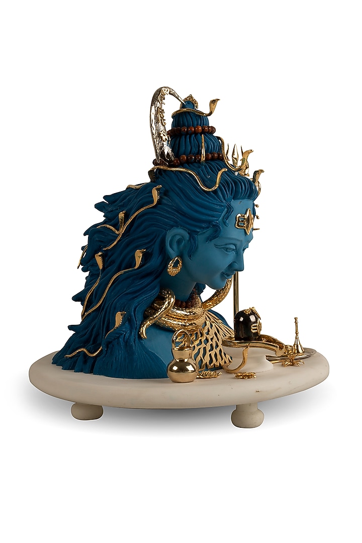 Blue, Gold & White Lord Shiva Sculpture by H2H at Pernia's Pop Up Shop