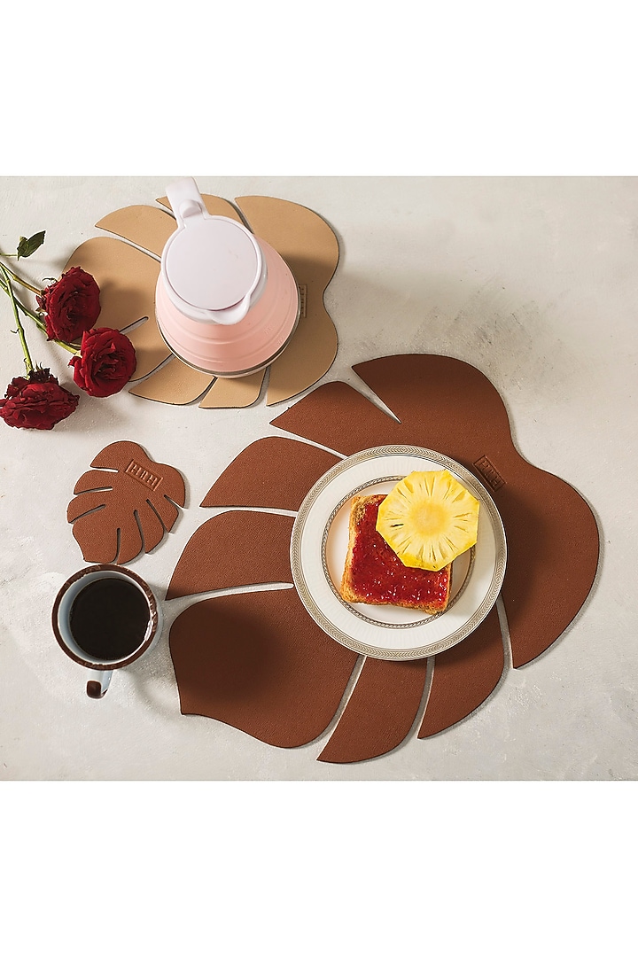 Burnt Orange & Beige Table Mats (Set of 8) by H2H at Pernia's Pop Up Shop