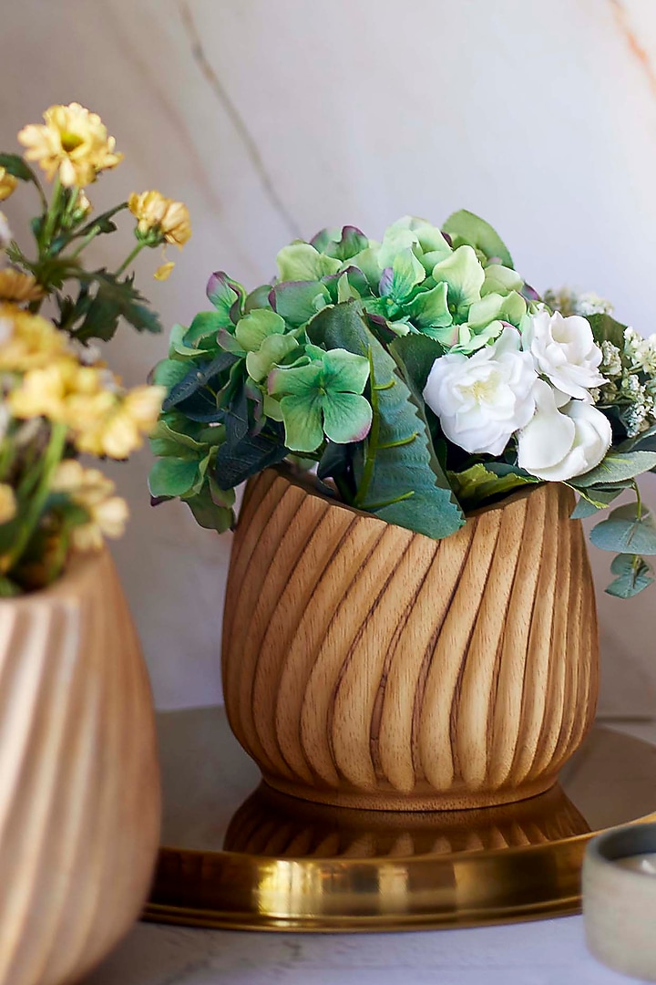 Brown Wooden Vase by H2H at Pernia's Pop Up Shop