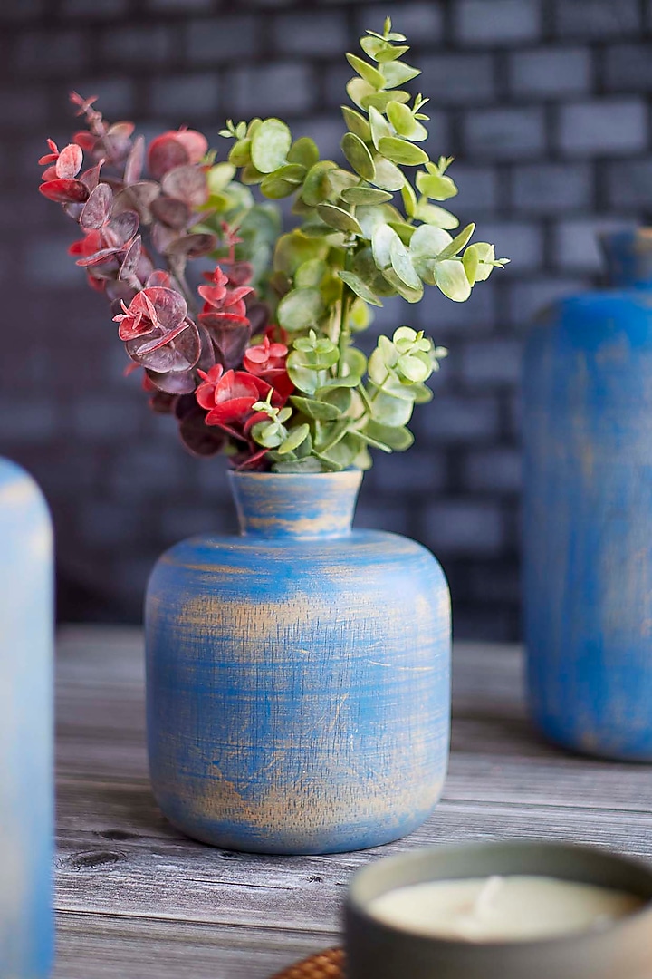 Cobalt Blue Wooden Vase by H2H at Pernia's Pop Up Shop