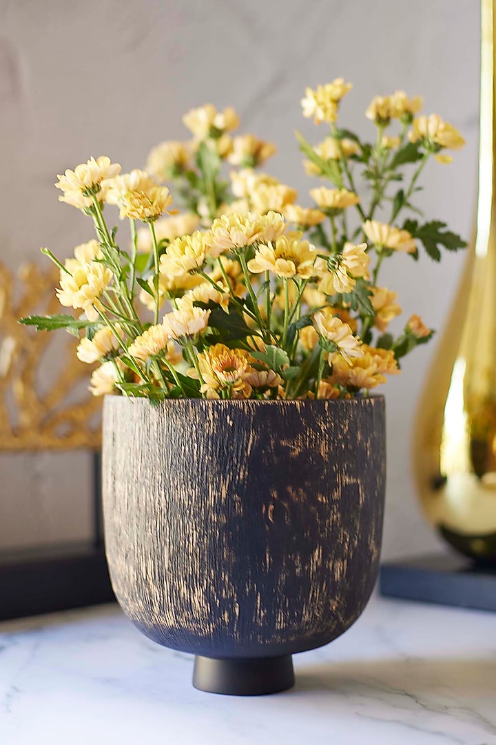 Black Wooden Vase by H2H at Pernia's Pop Up Shop