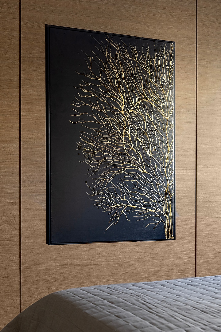 Black & Gold Canvas Oil Painting by H2H