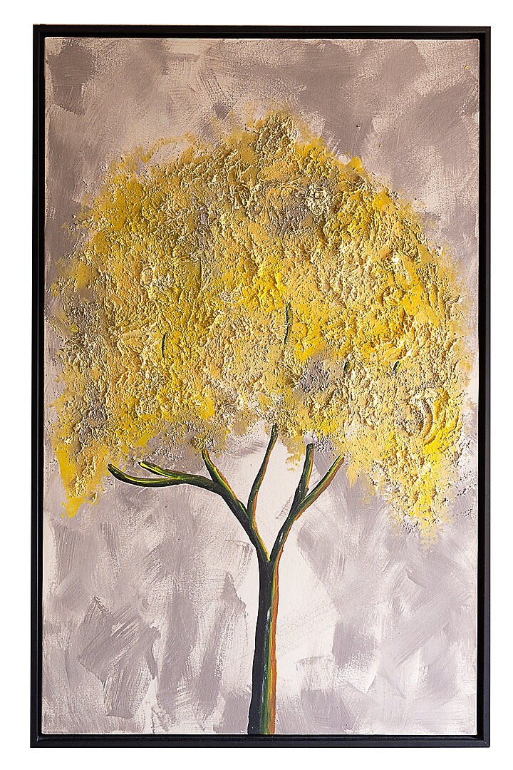 Grey & Ochre Canvas Painting by H2H at Pernia's Pop Up Shop