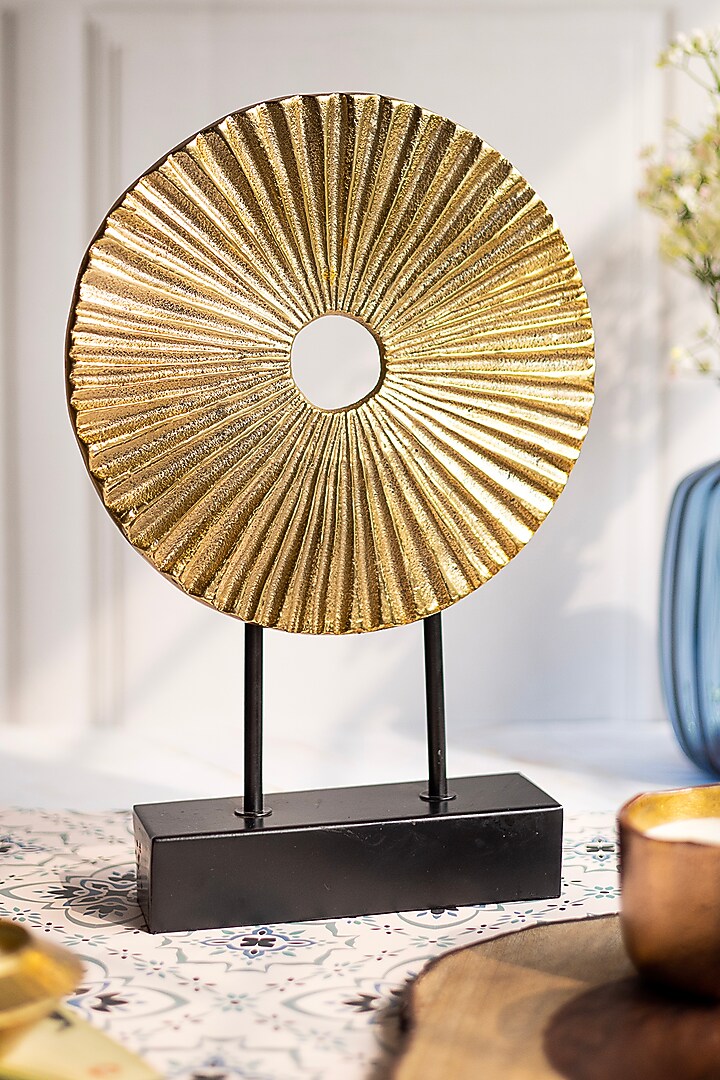 Golden Metal & Wooden Radial Sculpture by H2H at Pernia's Pop Up Shop