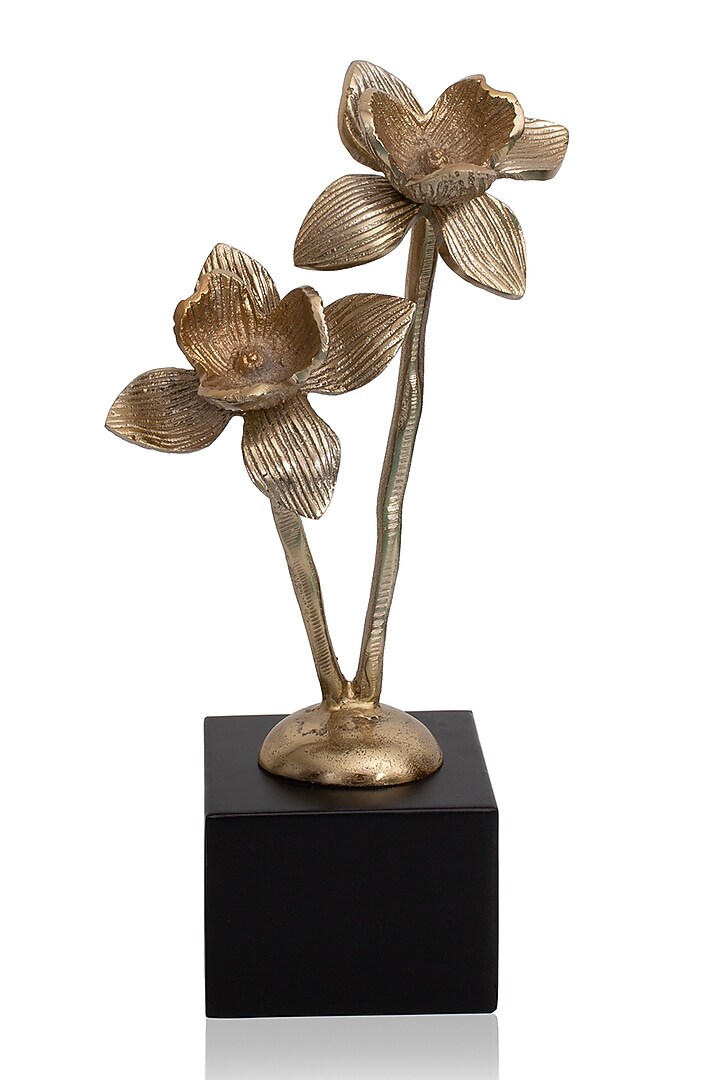 Gold Metal Handcrafted Dual Flower Sculupture by H2H at Pernia's Pop Up Shop