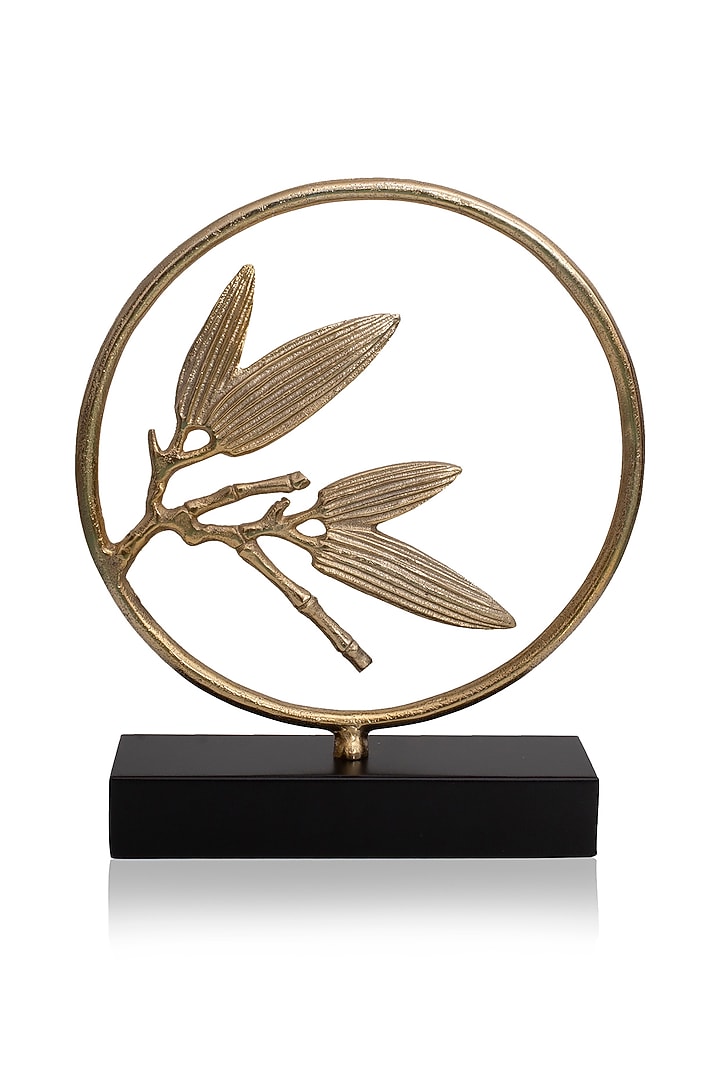 Gold Metal Twin Leaf Circular Sculpture by H2H at Pernia's Pop Up Shop