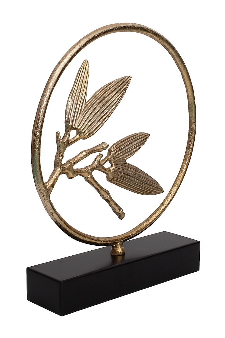 Gold Metal Twin Leaf Circular Sculpture by H2H at Pernia's Pop Up Shop