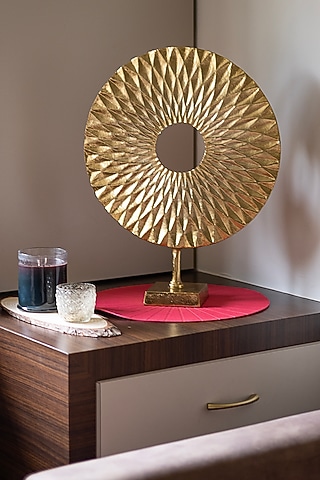 Gold Metal Circular Sculpture by H2H