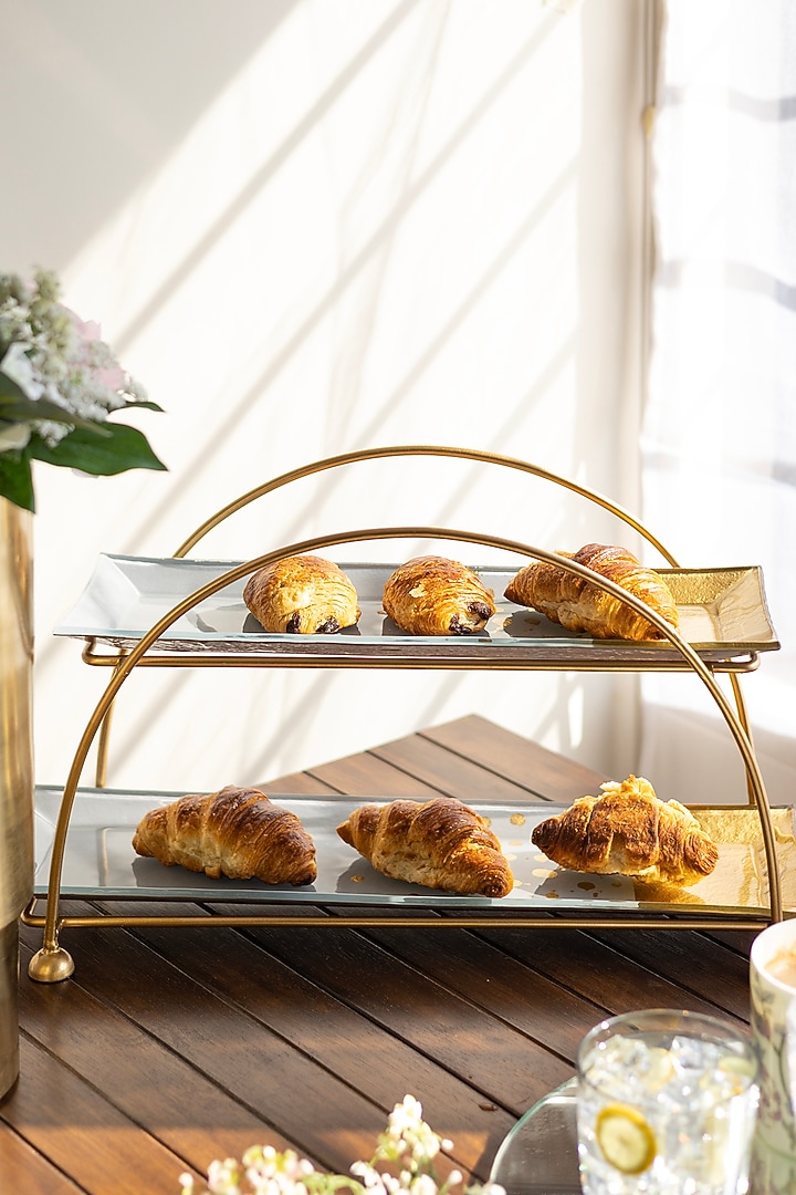 Gold & Grey Glass Two-Tiered Platter by H2H at Pernia's Pop Up Shop