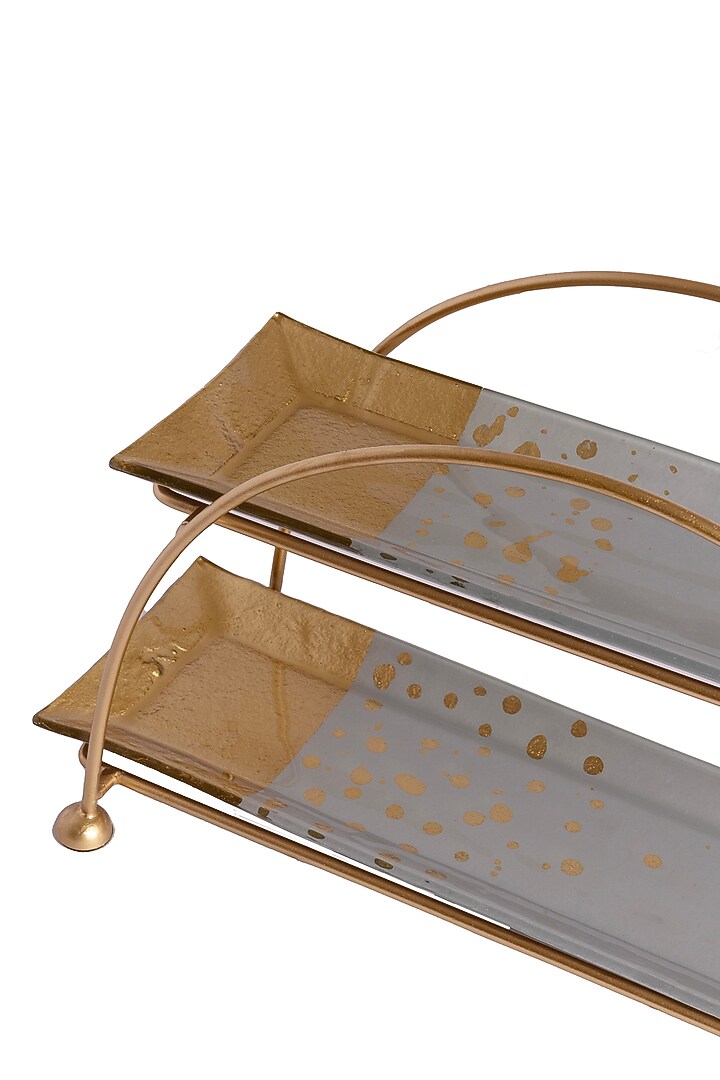 Gold & Grey Glass Two-Tiered Platter by H2H at Pernia's Pop Up Shop