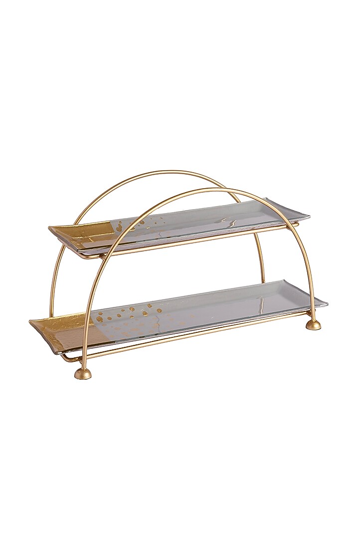 Gold & Grey Glass Two-Tiered Platter by H2H at Pernia's Pop Up Shop