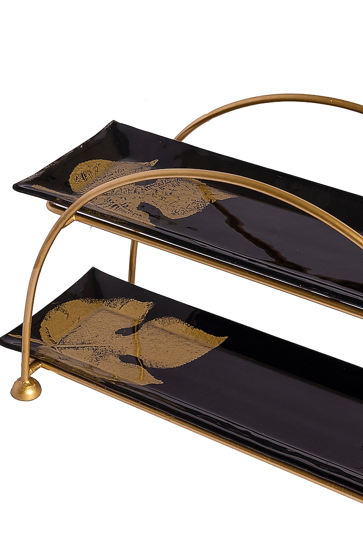 Black & Gold Glass Two Tiered Platter by H2H at Pernia's Pop Up Shop