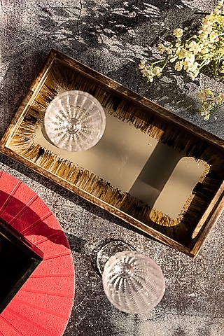 Gold Glass Tray Set by H2H