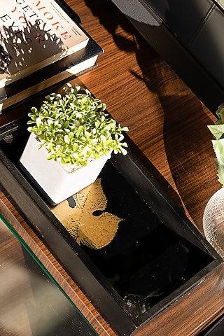 Black Glass Serving Trays Set by H2H