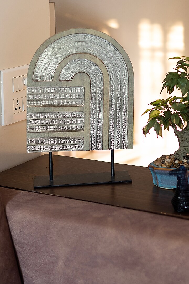 Beige Wooden Sculpture by H2H at Pernia's Pop Up Shop