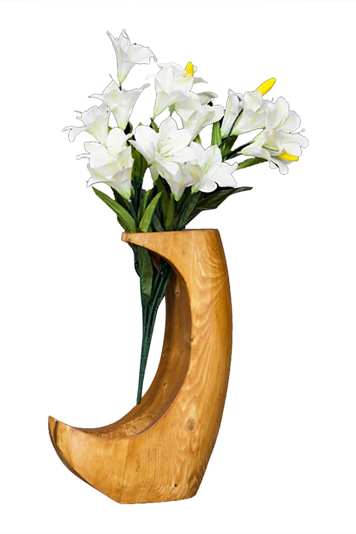 Hot Chic Brown Teakwood Handcrafted Vase  by H2H