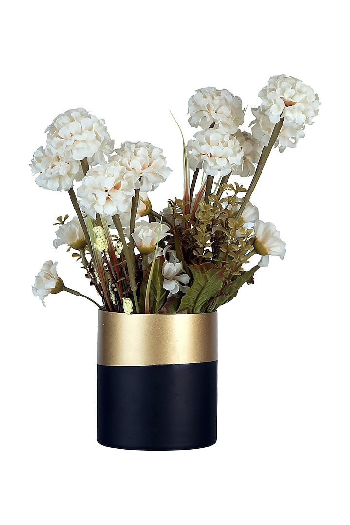 Black & Golden Glass Bi Banded Vase (Short) by H2H